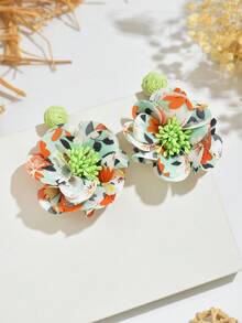 一对花朵流苏耳环，甜美清新的波西米亚风格，适合海滩旅行摄影，时尚优雅的女士耳环，度假和日常佩戴皆宜。 - 綠色 - 查看 4