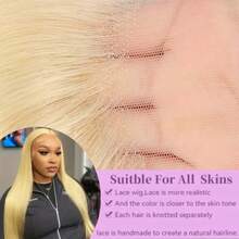 8-34 Inch #4 13x4 Lace Front Wig Human Frontal Hair #613 Blonde Wigs Straight Hair HD Lace Wig 200% Density Pre Plucked Natural Hairline Blended Hair Wigs Brazilian Straight Glueless Lace Front Wig For Women Party Festival Daily Use - S613 - View 7