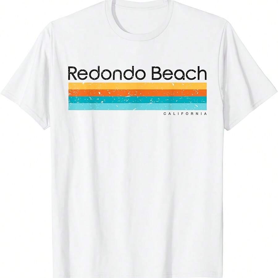 Vintage Redondo Beach California CA Retro Design T-Shirt - 黑色 - 查看 1