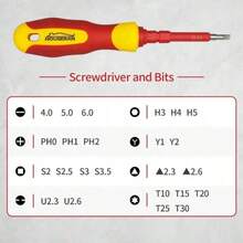 三合一绝缘螺丝刀套装，包含带磁性刀头的螺丝刀、带工具箱的电气工具套装、可更换刀片，男士家用维修螺丝刀 - 隨機 - 查看 5