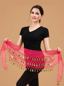 Women's Belly Dance Hip Chain - 66 Gold Coin Tassels In A Fan Skirt Wrap, Featuring Sequins And Coin Designs, Elastic Waistband, Suitable For Belly Dance, Hip Hop, Street Dance - Performance Costume Accessory, Dancewear, Dance Performance - Multicolor - View 14