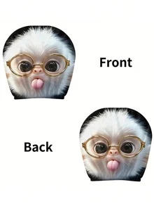 2 piezas de lindos monos con gafas, fundas para reposacabezas de coche. Decoración para el coche. Suave y cómoda. Sin relleno de material. Adecuada para viajes de larga distancia y desplazamientos diarios. Para amigos y seres queridos. - 2 piezas - Ver 2