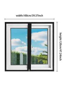 Black Window Screen With Zipper, DIY Insect Mesh Netting With Self-Adhesive Hook And Loop Tape, Adjustable Breathable Mosquito Screen For Windows