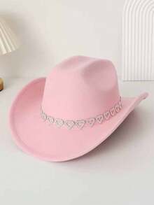 1pc Unisex Solid Color Cowboy/Cowgirl Hat, Unique Leather Belt Buckle Decor, Fashion Versatile Fedora Hat, Suitable For Themed Activities, Parties, Costumes, Graduation Ceremonies, Masquerades, Festivals, Daily Wear, All Season - Buckle - View 16