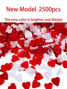 1000pcs White & Red Heart Shaped Confetti, Suitable For Valentine's Day Decoration - Also Can Be Used For Romantic Wedding Table Decor - Red and White - View 11