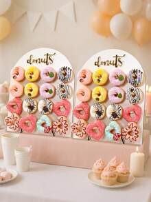 Giá trưng bày bánh donut bằng gỗ màu trắng 9 lỗ/16 lỗ, giá đựng bánh ngọt, giá đựng món tráng miệng dùng cho tiệc sinh nhật, tiệc cưới, tiệc mừng em bé, Lễ Tạ ơn, trang trí tiệc Giáng sinh, quà tặng tiệc tùng - trắng - Xem 7