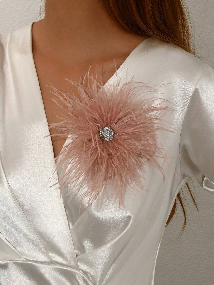 1 chiếc ghim cài áo kiểu Bohemian cổ điển đính pha lê giả và lông vũ, ghim cài/kẹp tóc lông vũ độc đáo, thanh lịch, đa năng, phù hợp cho phụ nữ sử dụng hàng ngày, dự tiệc, liên hoan và mọi dịp.