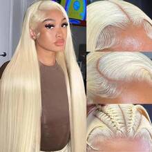 13x6 13x4 HD Lace Front Wig Human Blended Hair Straight 34 Inch - 200% High Density Pre-Plucked Glueless Wig With Transparent Lace, Natural Black Straight Lace Frontal For Women, No Glue & Ready To Wear - S/613 - View 9