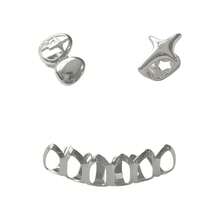 1 Set Dual-Tone Double Star Hollow-Out 6-Tooth Grillz, Unisex Everyday, Nightclub, Party Cool Accessory Teeth Grillz