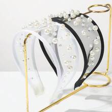 1件闪亮复古涤纶纤维珍珠优雅发箍，时尚网纱透明发箍/发夹，适合女性，可搭配连衣裙、海滩度假、日常穿搭，优雅可爱 - 彩色 - 查看 1