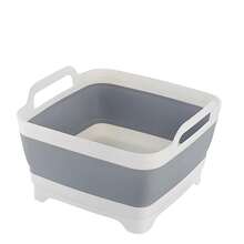 Collapsible Wash Basin 9L, Foldable Dish Tub With Drain Plug, Portable Collapsible Dish Basin, Camping Sink For Washing Dishes, Laundry & Kitchen Use,Gray - 灰色 - 查看 1