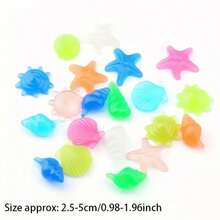 120颗发光海洋石，饰以荧光贝壳，适用于水族箱、花园水族箱、岩石缸或种植箱。这些发光、色彩斑斓的海星非常适合用于鱼缸、花园水族箱、岩石缸或种植箱。