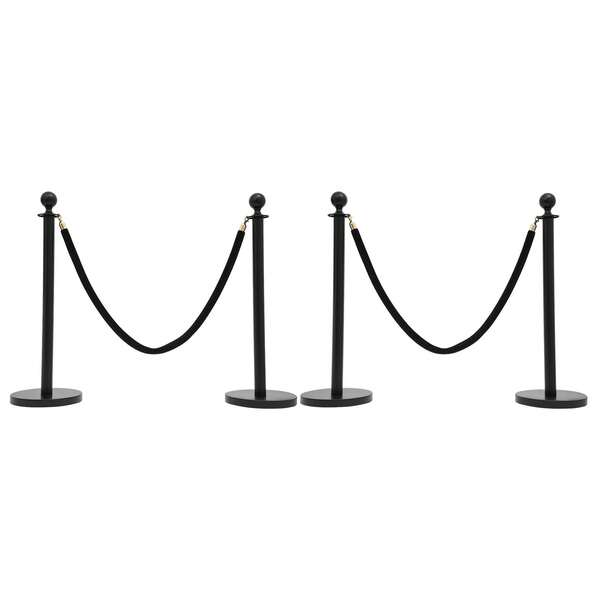  LYNICESHOP 4Pcs Stanchion Posts, Crowd Control Barriers, Velvet Ropes And Poles, Queue Line Rope Stanchions, Stainless Steel Red Carpet Rope Stanchion Set For Party Supplies, Weddings (Black, 4Pcs) Holiday Gift (US Stock) Faster Delivery