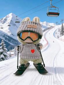 17cm Doll Outfit, Fashionable Ski Suit With Ski Gear, Ski Sweater And Hat, For Labubu, Holiday Costume, Holiday & Birthday Gift (Doll Not Included) - Multicolor - View 14