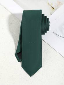 1pc Men's Casual Retro Green Striped Pattern Necktie, Simple College Style, 1200 Needles High Density, Suitable For School, Business, Daily Commute - A - View 1