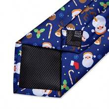 Juego de corbatas de Navidad para hombre diseño de corbatas de seda y bolsillo con caja de regalo corbata festiva de Navidad-B006 - Muñeco de nieve azul - Ver 6
