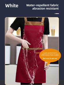 1pc Adjustable Unisex Apron With Pockets, Waterproof And Stain-Resistant, Suitable For Cooking, Baking, Grilling In Kitchen, Cafe, Restaurant - Multicolor - View 3