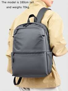 灰色PU双肩包，多口袋设计，经典日常通勤包，旅行包，适合旅行、上学、男女通用。大容量，高品质通勤包，是旅行、日常通勤、运动健身的理想之选。时尚设计，简约而不失精致。 - 灰色 - 查看 4