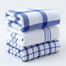 3/6/9pcs Cotton Blend Blue Plaid Kitchen Placemats, Easy To Clean Dishcloth, Multipurpose Cleaning Cloth, Dish Towel - Blue - View 3