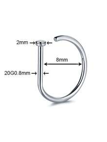 5-Piece Set Of Men's And Women's Fashionable 14K Gold-Plated D-Shaped Punk Style Non Perforated Nose Clip Stainless Steel Non Perforated Nose Ring Suitable For Teenagers To Wear - 5 cái/bộ - Xem 5