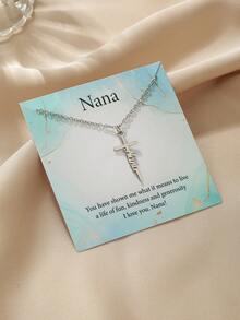 Fashion Stainless Steel Nana Cross Necklace - Gift For Grandma, Engraved 'Nana' Cross Pendant With Heartfelt Message Card, Perfect Birthday/Grandparent's Day Gift"/Mother's Day Gift - Multicolor - View 4