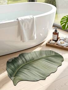 DAJIANG 1 قطعة سجادة حمام بشكل ورقة الموز الاستوائية، ذات ملمس مُنقَّط بتدرج أخضر، ماصة وغير انزلاقية، مناسبة للحمام والمطبخ والخارج والداخل والممر والغرفة والصالة، قابلة للغسل في الغسالة، قاعدة مانعة للانزلاق، سهلة التنظيف - متعدد الألوان - مشاهدة 6