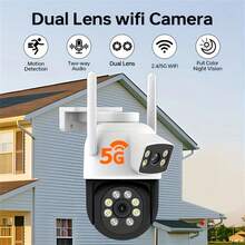 1 Camera an ninh ngoài trời WiFi hai ống kính 4MP, độ phân giải 1080P, không dây với tầm nhìn ban đêm có màu, phát hiện chuyển động thông minh, âm thanh hai chiều, WiFi 5G, xoay 355°, chống nước, thích hợp cho an ninh gia đình - Nhiều màu - Xem 9