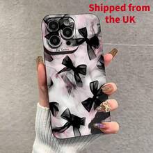 Bowknot Pattern Phone Case, Decorative Phone Protector Cover, Phone Accessories Compatible With IPhone 16 15 14 13 12 11 Pro Max - Black - View 6