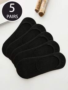 1 Pair/5 Pairs Men's Comfortable Casual Low-Cut Thin Heel Grip Solid Color Invisible Socks, Suitable For Outdoor Activities - Multicolor - View 8