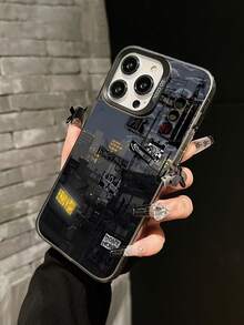 1pc Fashion City Night Scenery UV Printed Design Protective Phone Case, Soft TPU Material, Compatible With IPhone, Gift For Valentine's Day, Birthday, Christmas, Halloween, Boyfriend, Family And Friends - Multicolor - View 2