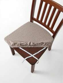 1pc/4pcs/6pcs/100pcs Striped, Plaid, Solid Color Elastic T-Shaped Seat Cover, Home/Hotel Dining Chair Slipcover - Apricot - View 3