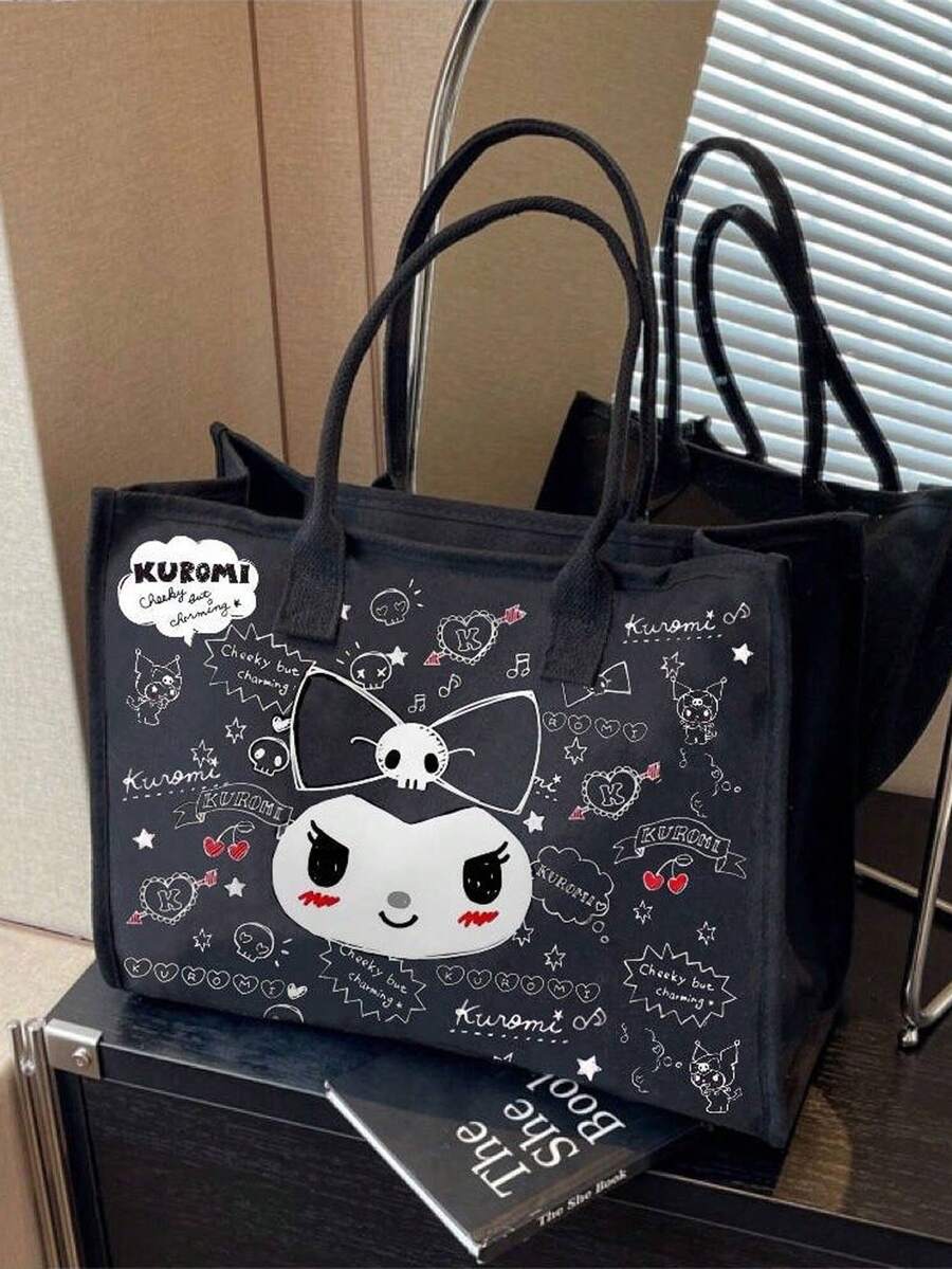 SANRIO 高品質卡通小貓單肩包,大容量學生帆布托特包,通勤手提包,女性必備戶外收納包 - 彩色 - 查看 1