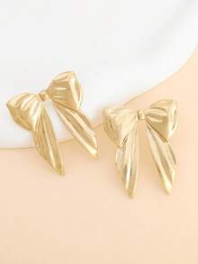 一对甜美复古独特蝴蝶结耳钉，适合节日、派对以及送给朋友的礼物。 - 金色 - 查看 3
