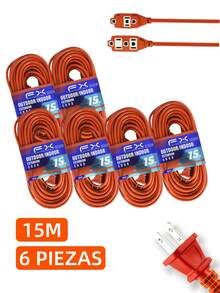 Cable de extensión doméstico de 15 m, cable de extensión de alimentación con enchufe, 3 tomas, adecuado para herramientas eléctricas pesadas y viajes - Tipo de Enchufe A USA (110-127V) - Ver 15