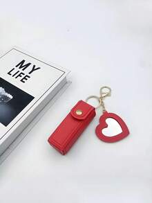 1个创意新款迷你心形镜面口红盒，皮革口红包，钥匙扣挂件，汽车装饰挂件，背包挂饰，时尚钥匙扣挂件，旅行化妆包，零钱包，收纳袋，多功能收纳盒，可装硬币、化妆品、口红、钱包、手提包挂件 - 彩色 - 查看 14