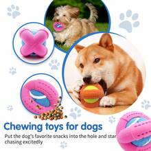 Elastic Rubber Tennis Ball Pet Toy With Food Dispenser Design, Interactive Toy, Dog Training Toy, Suitable For All Dog Breeds - Multicolor - View 5