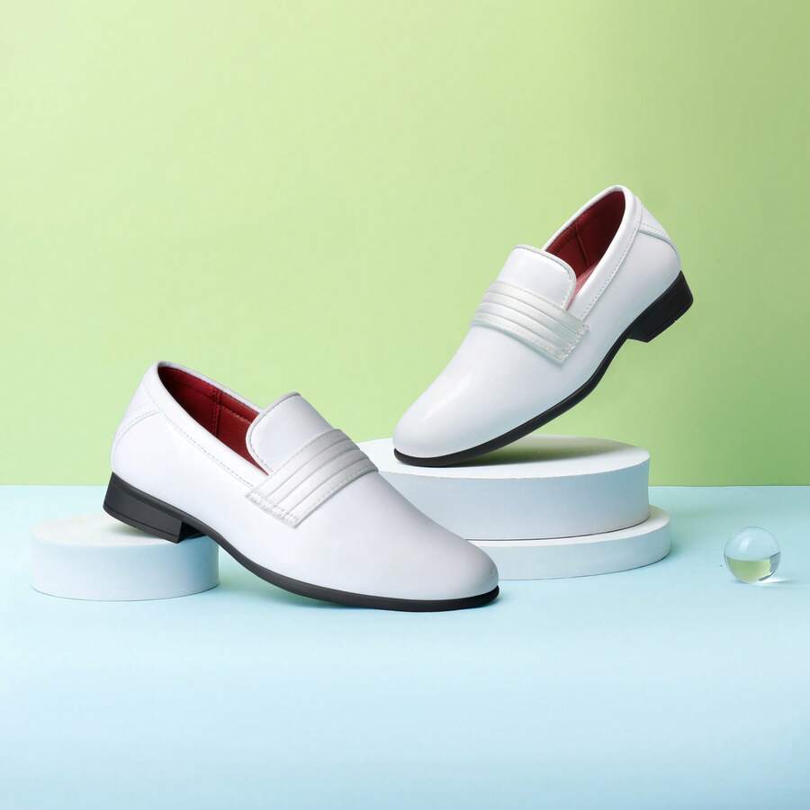 Boy's Dress Shoes Formal Tuxedo Shoes Slip-On Loafers For Party Wear - trắng - Xem 1