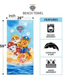 Paw Patrol 58" X 28" Super Soft  Blue Bath Towel/Pool Towel/Beach Towel - Multicolor - View 2