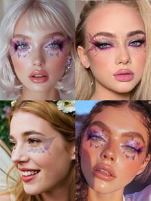 6 Tờ Hình Xăm Bướm Lấp Lánh Hình Xăm Tiên Dễ Thương Chống Nước Miếng Dán Trang Điểm Lấp Lánh Nhiều Màu Sắc Cho Ngày Valentine Tiệc Hè Hẹn Hò Lễ Hội Lễ Phục Sinh Phụ Kiện Cosplay - Nhiều màu - Xem 2