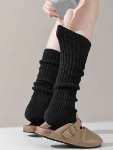 1/2/3 Pairs Women's Solid Color Rib Knit Leg Warmers, Decorative Knitted Leg Warmers, Minimalist Vintage Style, High Elasticity, Comfortable And Warm, Can Be Paired With Boots, Suitable For Autumn/Winter Daily Wear - Multicolor - View 10