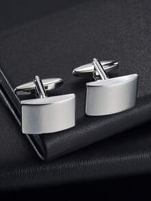 男士黑色弧形铜质方形袖扣一对 - 曲面方塊 - 查看 4