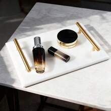 1pc Acrylic Tray With Gold-Color Handle, Suitable For Vanity, Bathroom, Kitchen, Nightstand Storage And Display - Multicolor - View 5