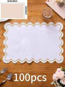 1/2/4/6pcs Bohemian Style Rectangular Embroidered Placemats With Wavy Edges, Solid Color, Non-Slip Mats For Dining Room, Kitchen, Table, Home Decor, Suitable For Restaurants, Living Rooms, Parties, Weddings, Offices, Coffee Tables, All Seasons (Multiple Color Options) - Multicolor - View 44