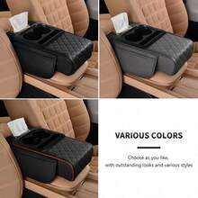 Caja de almacenamiento para reposabrazos central del coche, Caja de almacenamiento para reposabrazos del coche, Almohadilla para reposabrazos con portavasos, Organizador de almacenamiento para reposabrazos - Multicolor - Ver 8