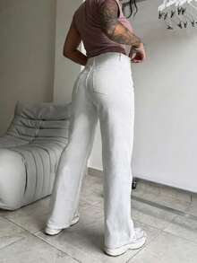 纯色直筒裤 - 白色 - 查看 4