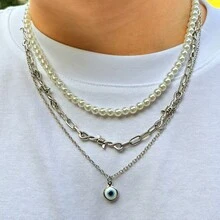 2 件/3 件时尚复古朋克不锈钢条形多层项链，适合男士、生日、度假、约会、派对礼物、百搭日常佩戴（不含包装盒）