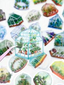 50pcs Gothouse Flower Sticker Cartoon Hand-Drawn PET Transparent Decals For Laptop Luggage Bottle Scrapbook Diary Phone Case Sticker - Multicolor - View 6