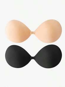 1/2/4Pcs Invisible Wedding Bra With Front Closure| Reusable Silicone Nipple Pasties For Backless Dresses| Strapless Self-Adhesive Breast Petals For Party & Evening Gown - 多色 - 查看 4