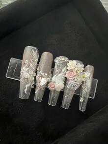 1个优雅天鹅玫瑰美甲模具，DIY美甲装饰模具，3D美甲硅胶模具模板，情人节送给女朋友的礼物 - 彩色 - 查看 7