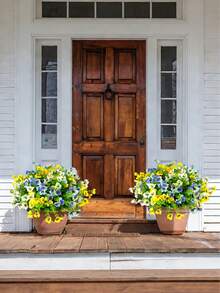 3/4/6/8/12 Bunches Realistic Tricolor Violet Artificial Flowers - UV Resistant Durable Stems Suitable For Indoor Vases, Outdoor Porch, Window Boxes, Garden Beds, Balcony Planters, Patio Pots Decor - Multicolor - View 4